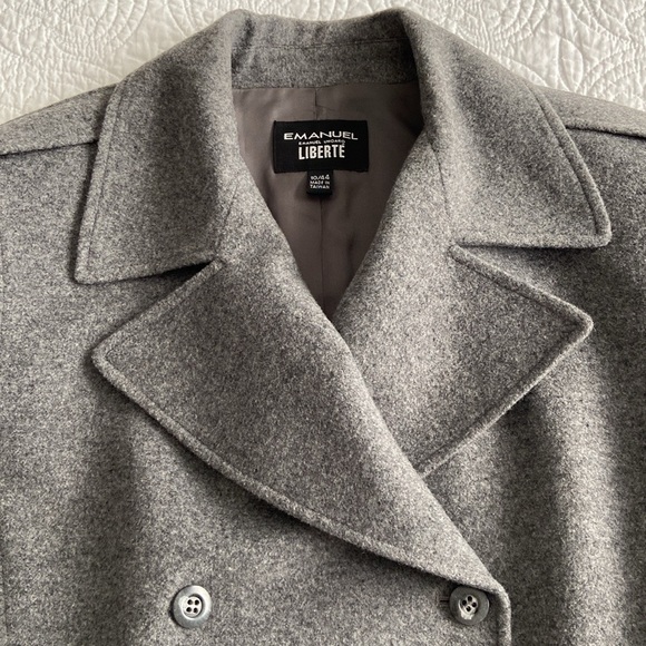 Emanuel Ungaro Tweed Wool Pea Coat Gray 10 or M - Picture 4 of 16